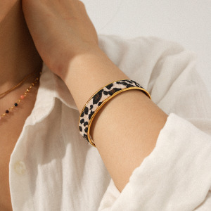 Bracelet Jonc Léopard Étanche En Acier Inoxydable Couleur Or (1 Pièce) h5 Image3