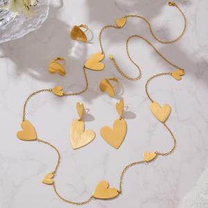 Ensembles De Bijoux Pour Femmes En Acier Titane Avec Chaîne De Couleur Unie Et Cœur Classique h5 Image2