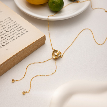 Collier long pour femme, style Stetson classique, en acier inoxydable, couleur or, étanche (1 pièce) 2
