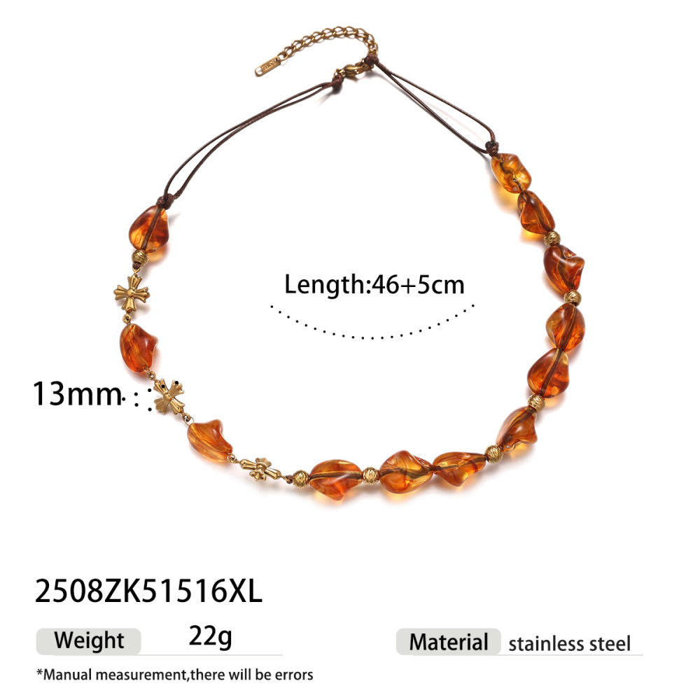 Collier De Perles En Acrylique Et Acier Inoxydable Étanche (1 Pièce) 