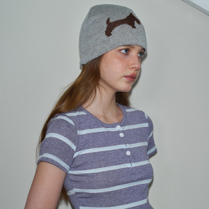 1 Bonnet Tricoté En Laine Mélangée À Motif Léopard Et Cœur Mignon h5 Image3