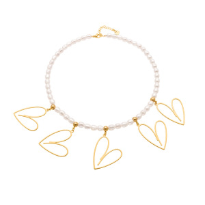 Collier Pendentif Élégant Pour Femme, En Acier Inoxydable Ajouré En Forme De Cœur, Couleur Or, Étanche (1 Pièce) h5 