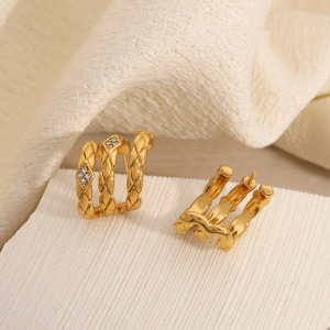 1 Paire De Boucles D'Oreilles Puces Pour Femme, En Acier Inoxydable Tissé Imperméable, Collection Simple Series Daily. h5 Image3