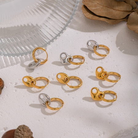 Boucles d'oreilles pendantes en acier inoxydable imperméable en forme de cœur, couleurs assorties (1 paire)