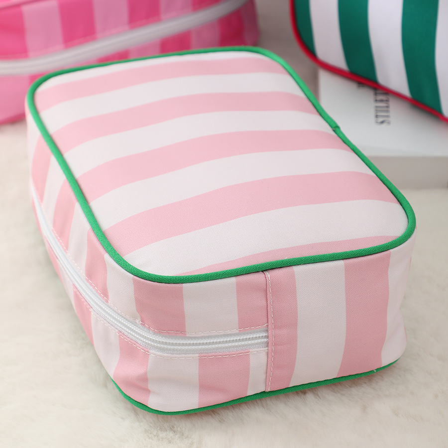 Trousse À Maquillage Rayée Simple Et Décontractée Pour Femme (1 Pièce) Image4