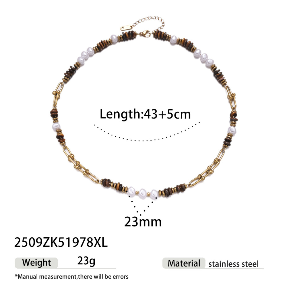Ensemble De Colliers Pendentifs En Acier Inoxydable Étanches Avec Perles De Pierre Naturelle 