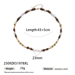 Ensemble De Colliers Pendentifs En Acier Inoxydable Étanches Avec Perles De Pierre Naturelle h5 