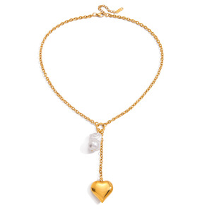 Collier Pendentif Femme En Forme De Cœur, En Acier Inoxydable Étanche, Couleur Or (1 Pièce) h5 