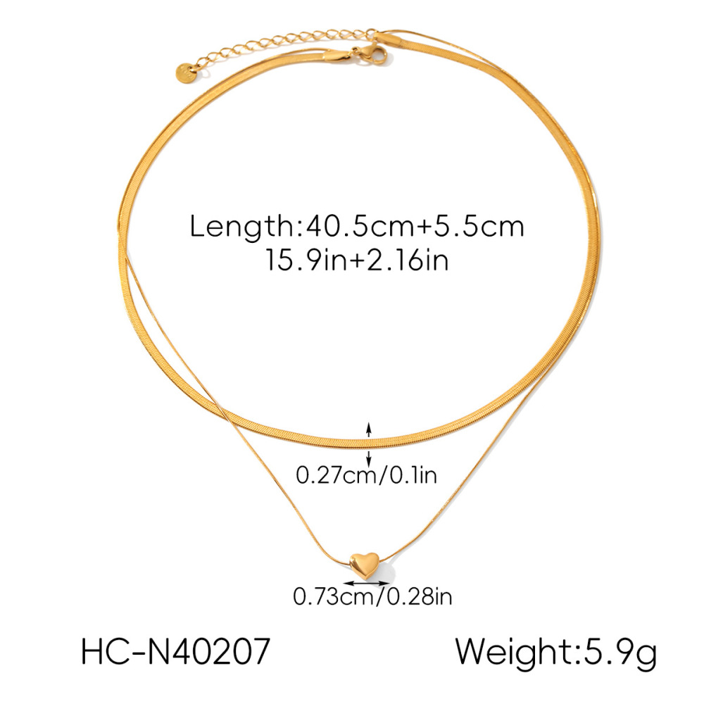 Collier Pendentif Cœur En Acier Inoxydable Étanche Couleur Or (1 Pièce) Image2