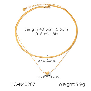 Collier Pendentif Cœur En Acier Inoxydable Étanche Couleur Or (1 Pièce) h5 Image2