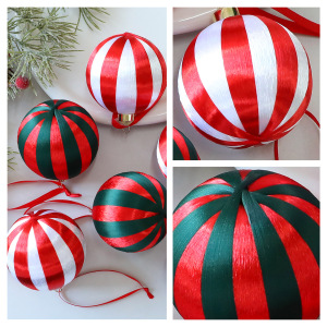 1 Lot De Boules De Noël À Rayures En Polyester Pour Fêtes (1 Lot = 6 Pièces) h5 Image4
