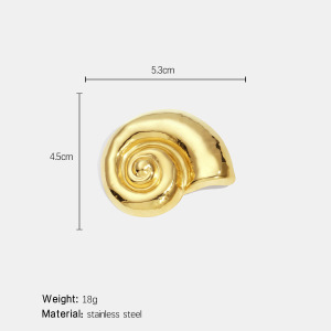 Broche En Acier Inoxydable Doré, Étanche, En Forme De Coquillage (1 Pièce). h5 Image2