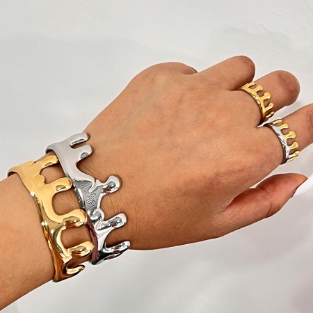 Ensemble de bracelets en acier inoxydable étanches couleur or en forme de goutte