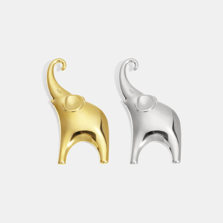 Broche en acier inoxydable doré, en forme d'éléphant (1 pièce)