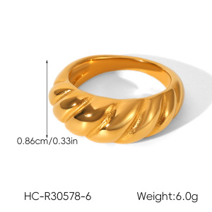 Bague Minimaliste Étanche En Acier Inoxydable À Motif De Fils Dorés Mélangés (1 Pièce) h5 Image2