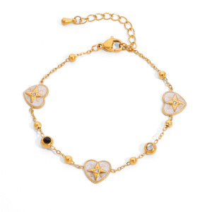 Bracelet Chaîne Femme Étanche En Acier Inoxydable Avec Motif Cœur, Étoile Et Cercle (1 Pièce) h5 Image4