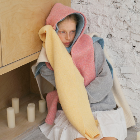 Écharpe d'hiver simple en laine mélangée de couleur unie, 1 pièce
