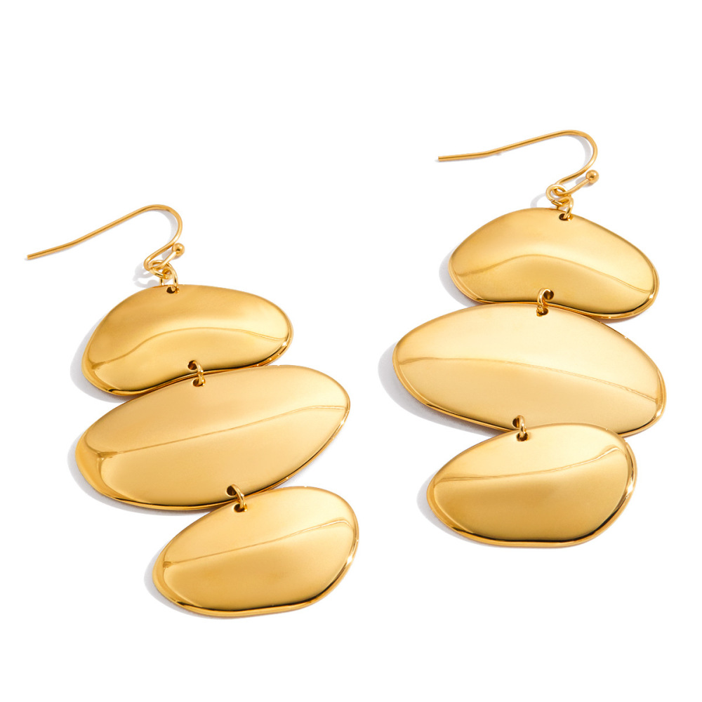 Ensembles De Bijoux Pour Femmes Élégants, Ovales Et Irréguliers, En Acier Inoxydable, Étanches, Couleur Or
