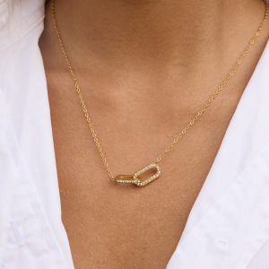 Collier Pendentif Classique Rond En Acier Inoxydable Étanche Couleur Or Avec Zircon Pour Femme (1 Pièce) h5 Image4