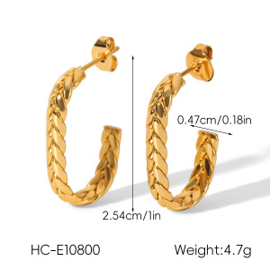 1 Paire De Boucles D'Oreilles Créoles En Acier Inoxydable Doré, Étanches, En Forme De C h5 Image2