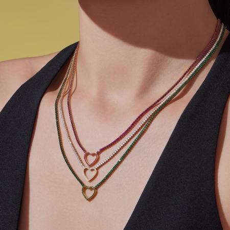Ensembles de bijoux pour femmes Sophisticated Heart en acier inoxydable étanche couleur or et zircon