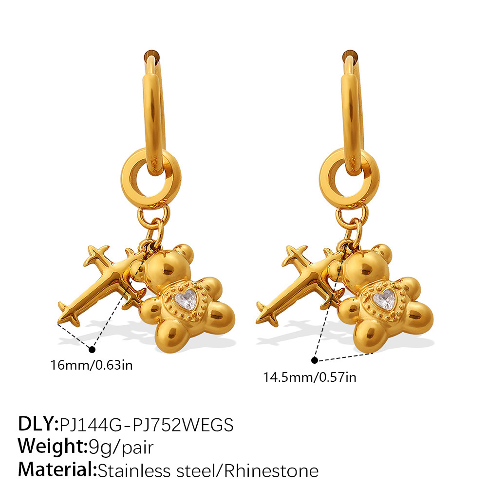 1 Paire De Boucles D'Oreilles Pendantes En Acier Inoxydable Étanche Couleur Or À Faire Soi-Même 