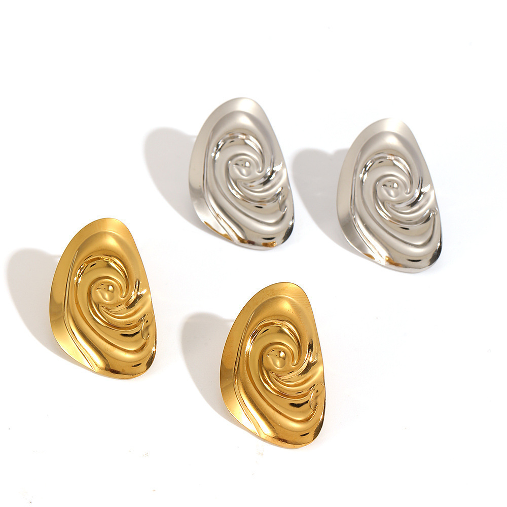 1 Paire De Boucles D'Oreilles À Clous En Acier Inoxydable Doré, Motif Vortex Image3