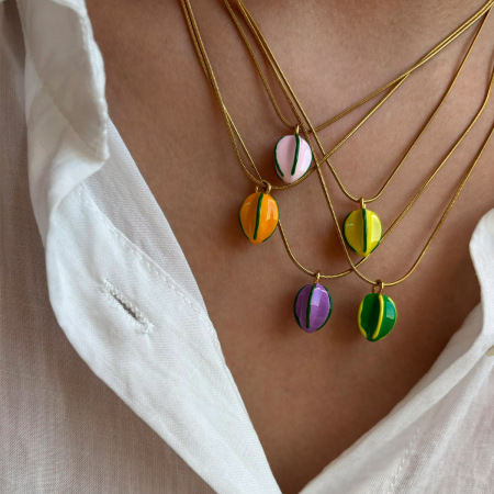 Collier pendentif étanche en acier inoxydable et émail en forme d'étoile