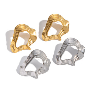 1 Paire De Boucles D'Oreilles À Clous En Acier Inoxydable De Forme Irrégulière, Étanches, Couleur Or h5 Image5
