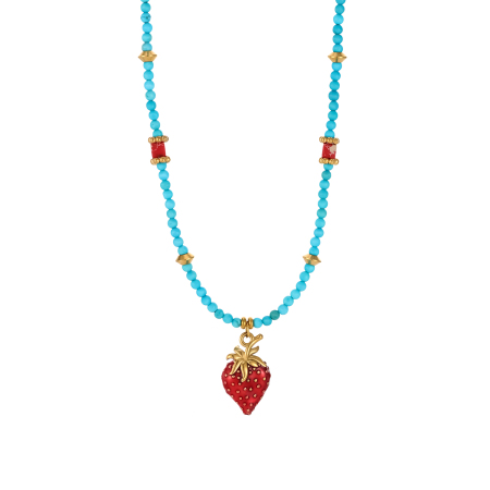 1 Collier pendentif femme en acier inoxydable étanche, motif fraise
