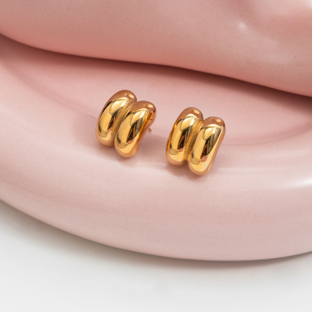 Boucles d'oreilles puces minimalistes pour femme, en acier inoxydable uni, étanches, couleur or (1 paire). 2