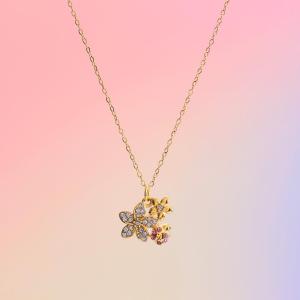 Collier Pendentif Femme En Acier Inoxydable Étanche, Orné D'Une Fleur Exquise (1 Pièce) h5 Image3
