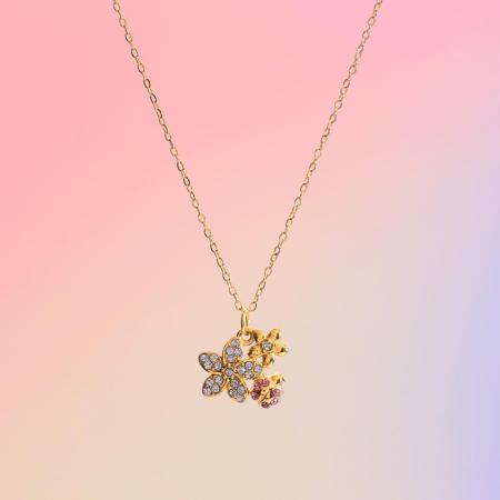 Collier pendentif femme en acier inoxydable étanche, orné d'une fleur exquise (1 pièce) 2
