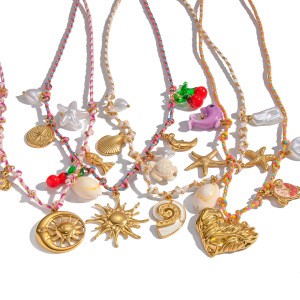 Collier Pendentif Océanique En Chaîne De Corde Romantique 1 Pièce h5 Image5