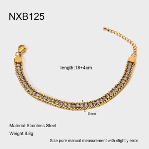 Bracelet Chaîne Classique De Luxe Pour Femme, En Acier Inoxydable Étanche Avec Zircon (1 Pièce). h5