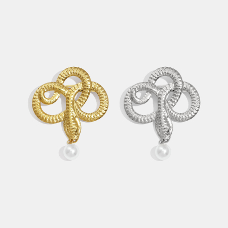 Broche en acier inoxydable doré, forme serpent (1 pièce), étanche