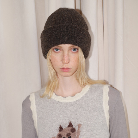 Bonnet tricoté en laine mélangée de couleur unie, 1 pièce 2