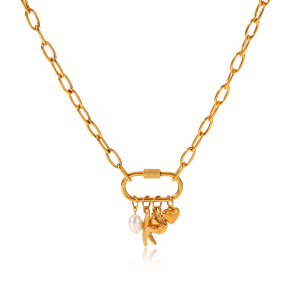 Collier Pendentif Océanique En Acier Inoxydable Étanche Couleur Or (1 Pièce) h5