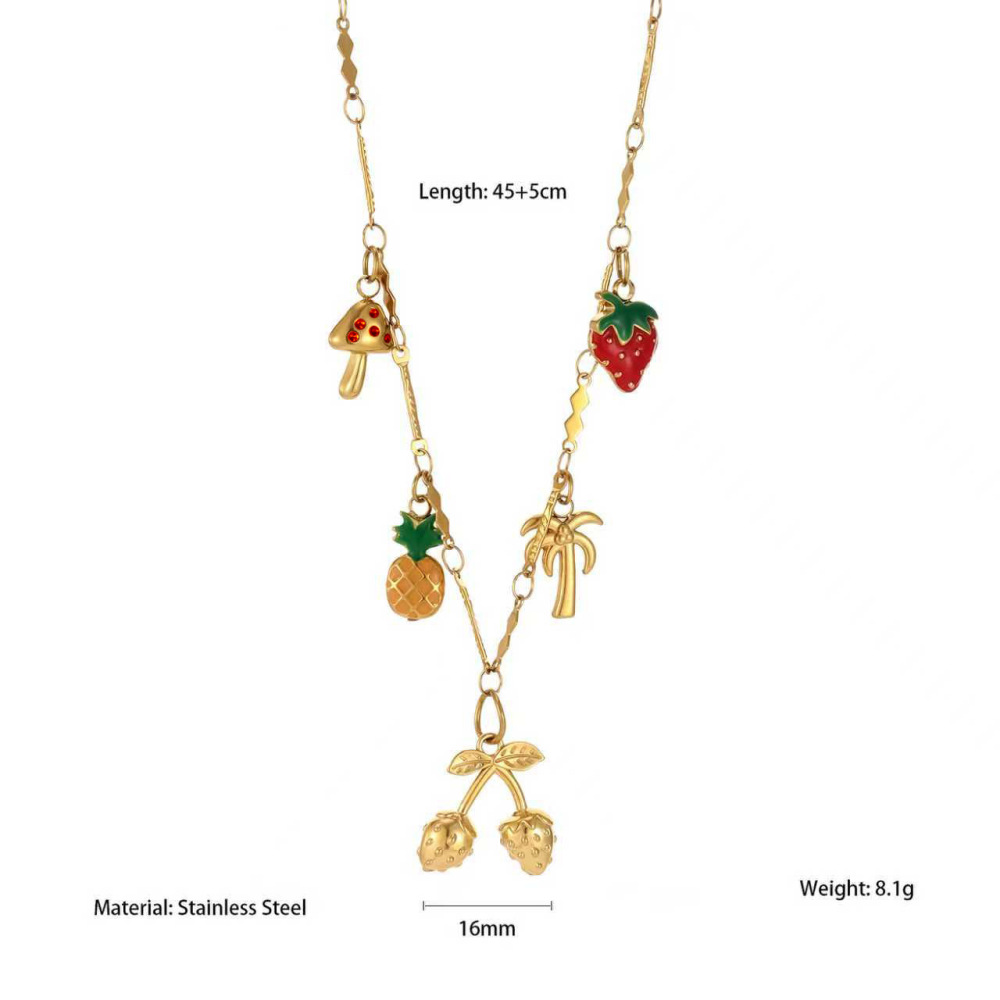 Collier Pendentif Femme Étanche En Acier Inoxydable À Motif Fruits Éclatants (1 Pièce)