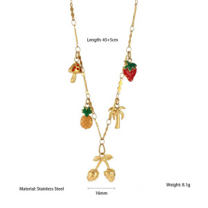Collier Pendentif Femme Étanche En Acier Inoxydable À Motif Fruits Éclatants (1 Pièce) h5