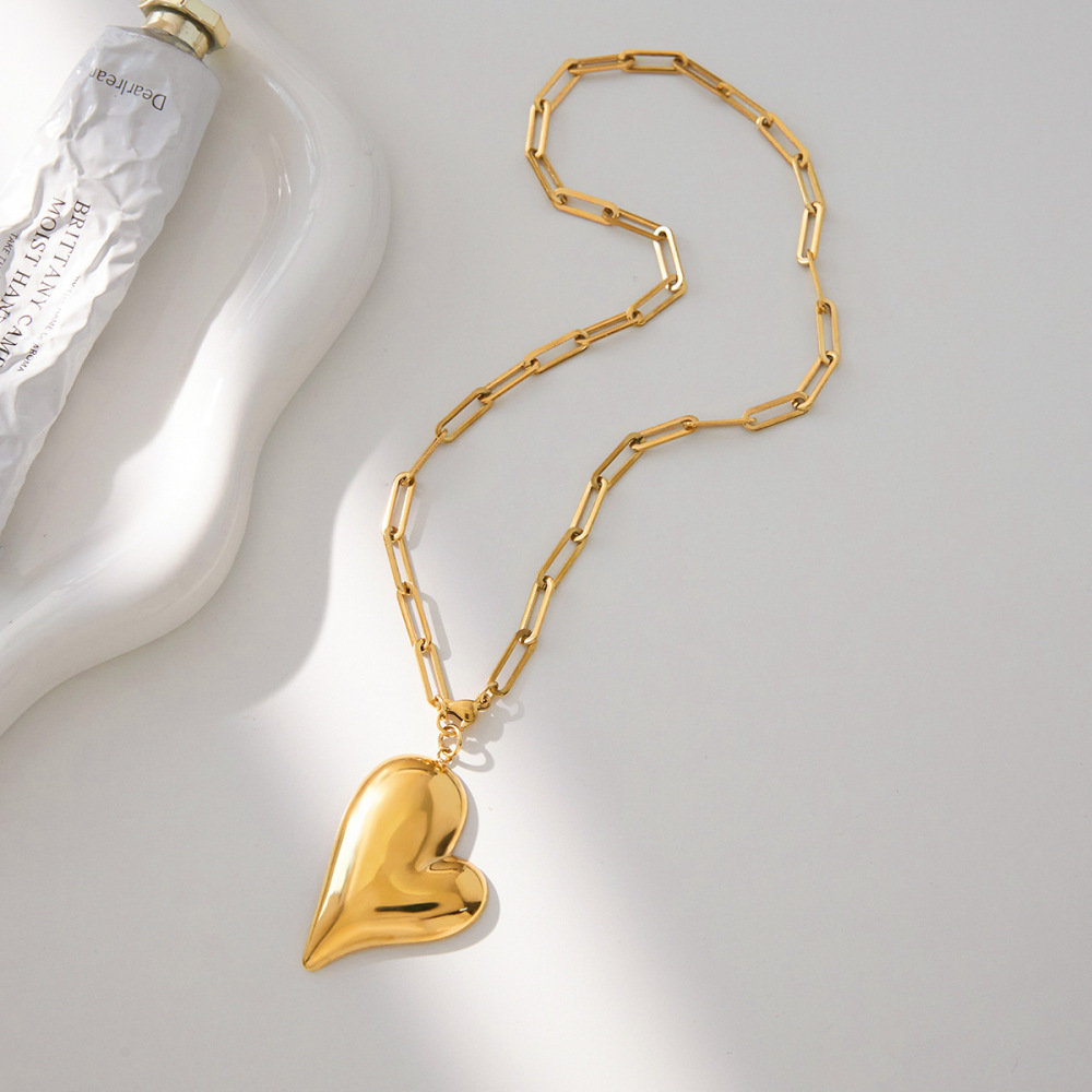 Ensembles De Bijoux Pour Femmes En Acier Inoxydable Imperméable, Forme Cœur Irrégulière Classique, Couleur Or Image7