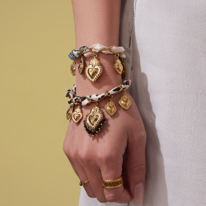 Ensembles De Bijoux Pour Femmes Vogue Heart En Acier Inoxydable, Étanches, Couleur Or Et Pierre Naturelle h5 Image5