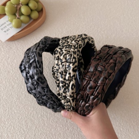 1 bandeau large torsadé à imprimé léopard rétro pour femme