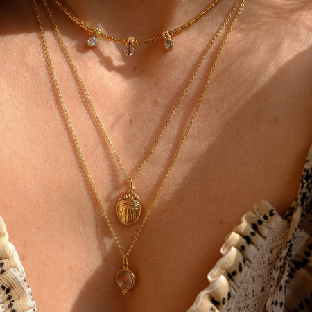 Ensembles de bijoux délicats en acier inoxydable imperméable couleur or pour femmes, inspirés des scarabées.