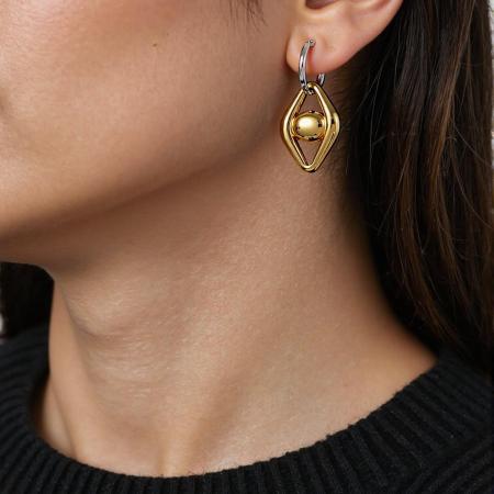 1 paire de boucles d'oreilles pendantes en acier inoxydable imperméable, de forme irrégulière et de couleurs assorties