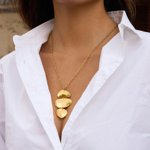 Ensembles De Bijoux Pour Femmes Élégants, Ovales Et Irréguliers, En Acier Inoxydable, Étanches, Couleur Or h5 Image3