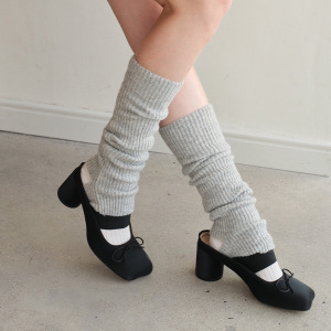 1 Paire De Jambières Tricotées En Mélange De Laine De Couleur Unie h5 Image2