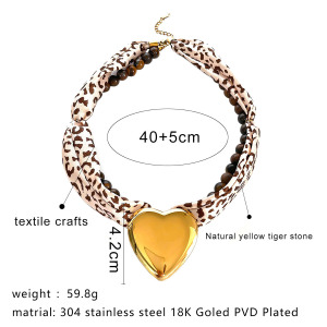 Collier 1 Pièce En Pierre Naturelle Et Perles De Verre À Motif Léopard Rétro h5 Image2