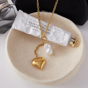 Collier Pendentif Femme En Forme De Cœur, En Acier Inoxydable Étanche, Couleur Or (1 Pièce) h5 Image3