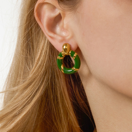 1 paire de boucles d'oreilles puces vintage rondes en acier inoxydable étanche couleur or pour femme 2